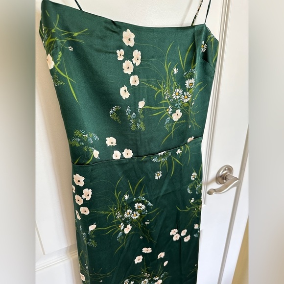 NEW Reformation  Frankie Silk Dress in Buena Green Floral | size 4 - Picture 11 of 14